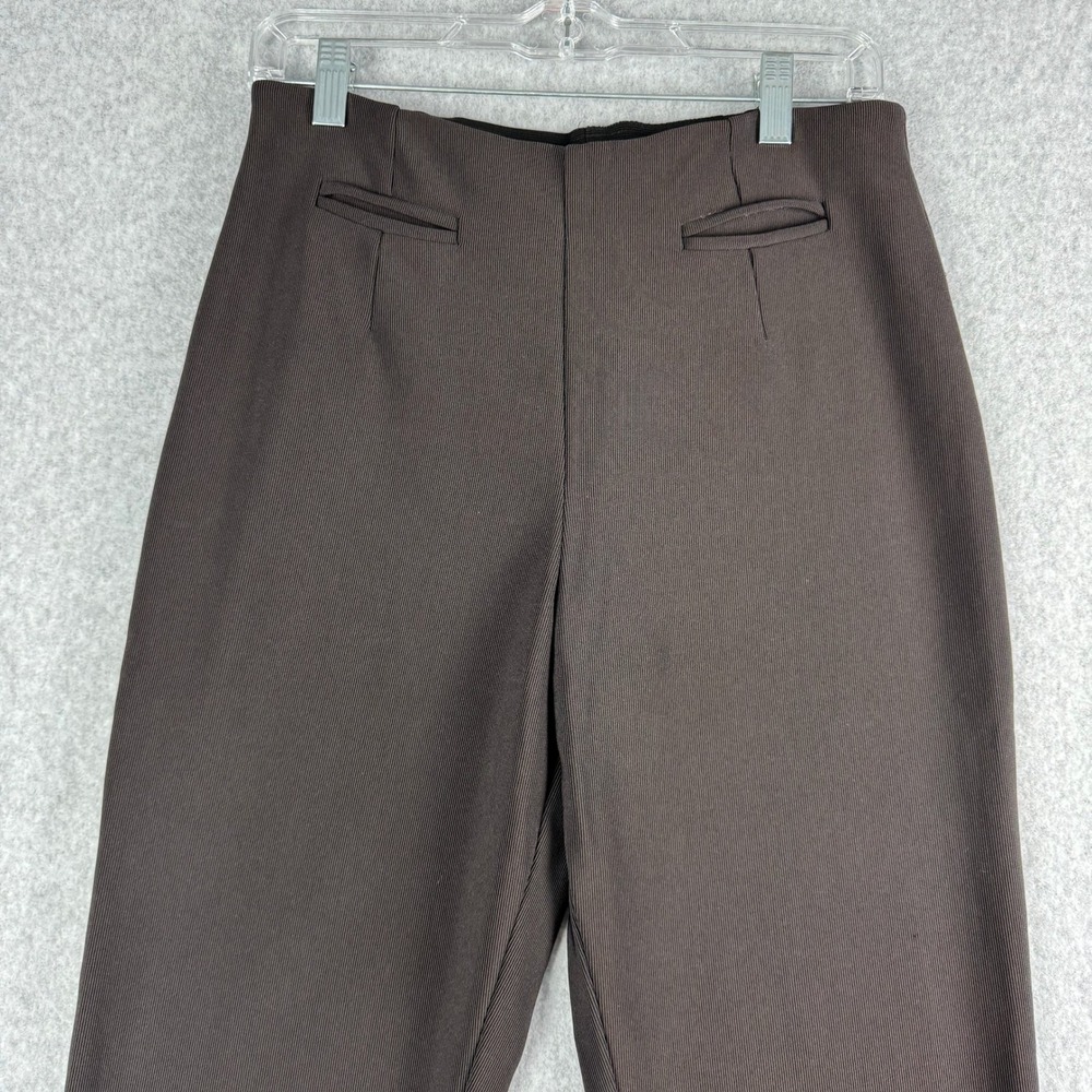 Equestrian Brown Ribbed Stretch Pants Women M Pull On Straight Leg Tactel Lycra